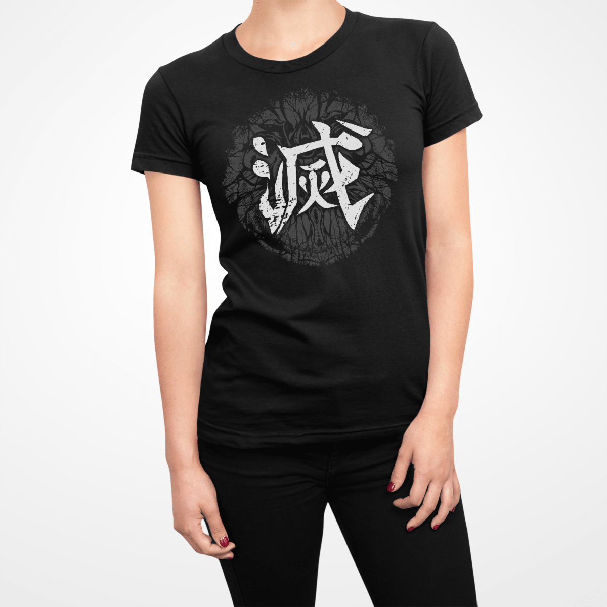 Black Destroy Japanese Kanji Women's Graphic Shirt - Kanji Soul