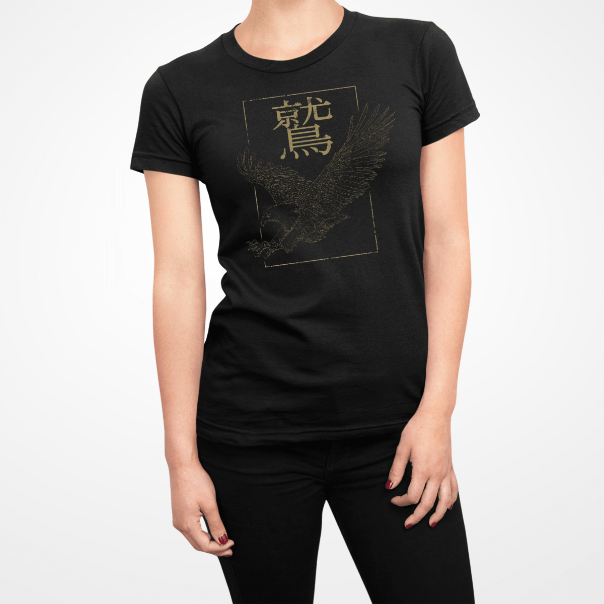 Black Eagle Kanji Japanese Inspired Women's Shirt - Kanji Soul