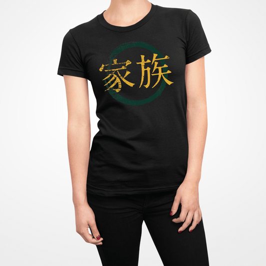 Black Family Symbol Japanese Graphic Shirt for Women - Kanji Soul