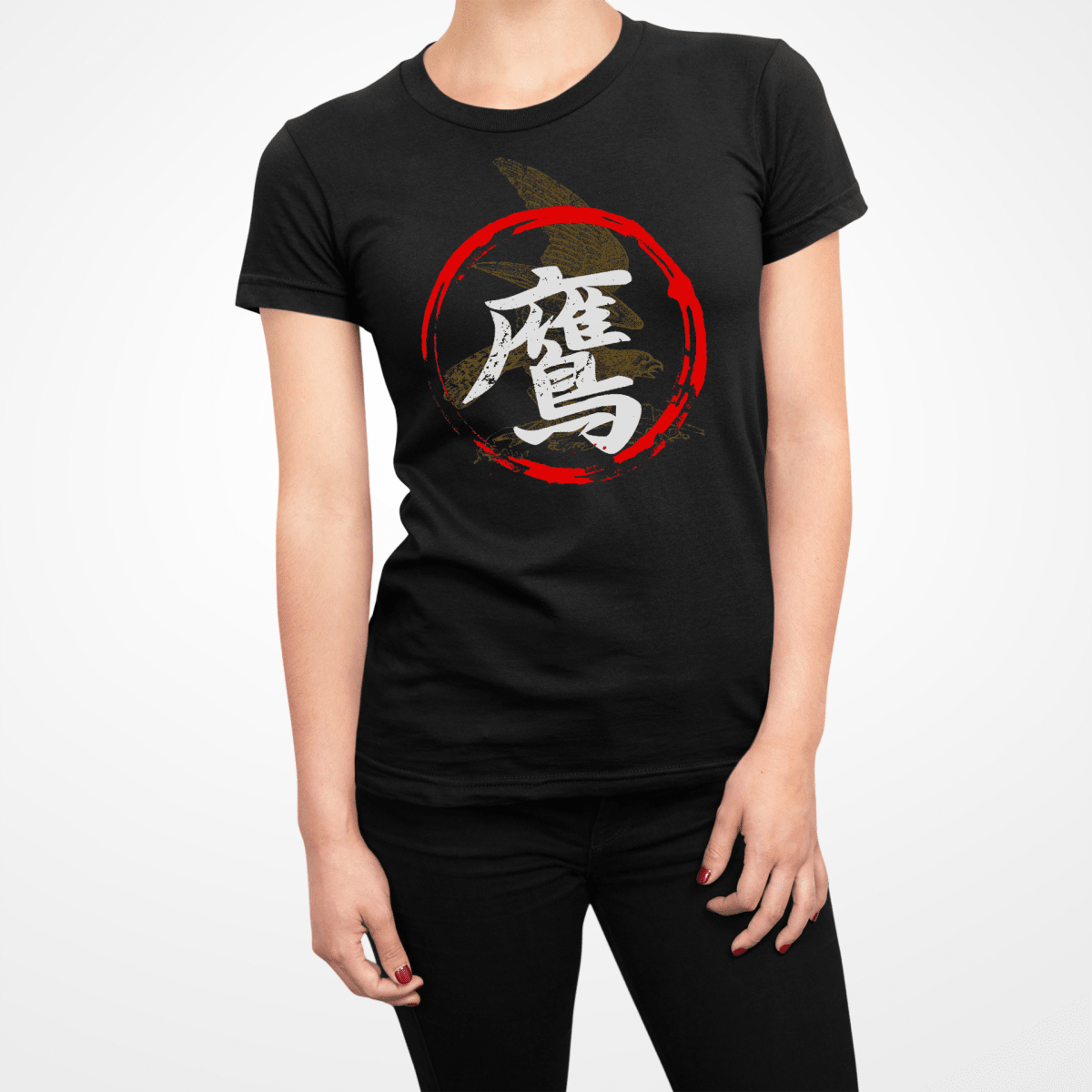 Black Hawk Kanji Japanese Inspired Women's Shirt - Kanji Soul
