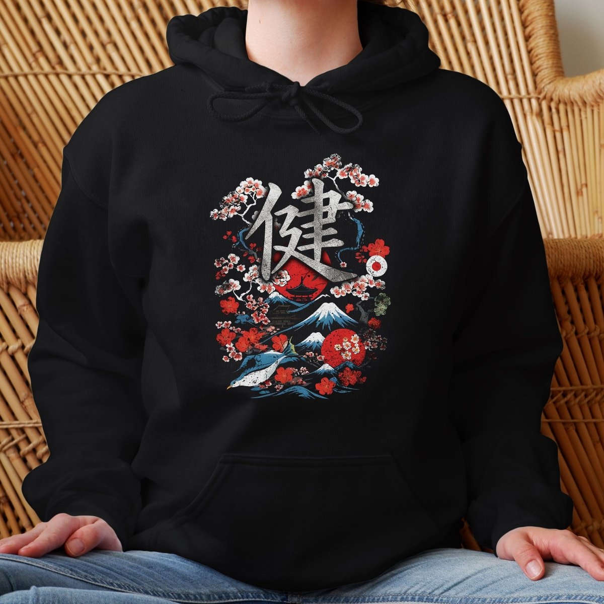 Black Health 健 Japanese Kanji Premium Hoodie - Kanji Soul