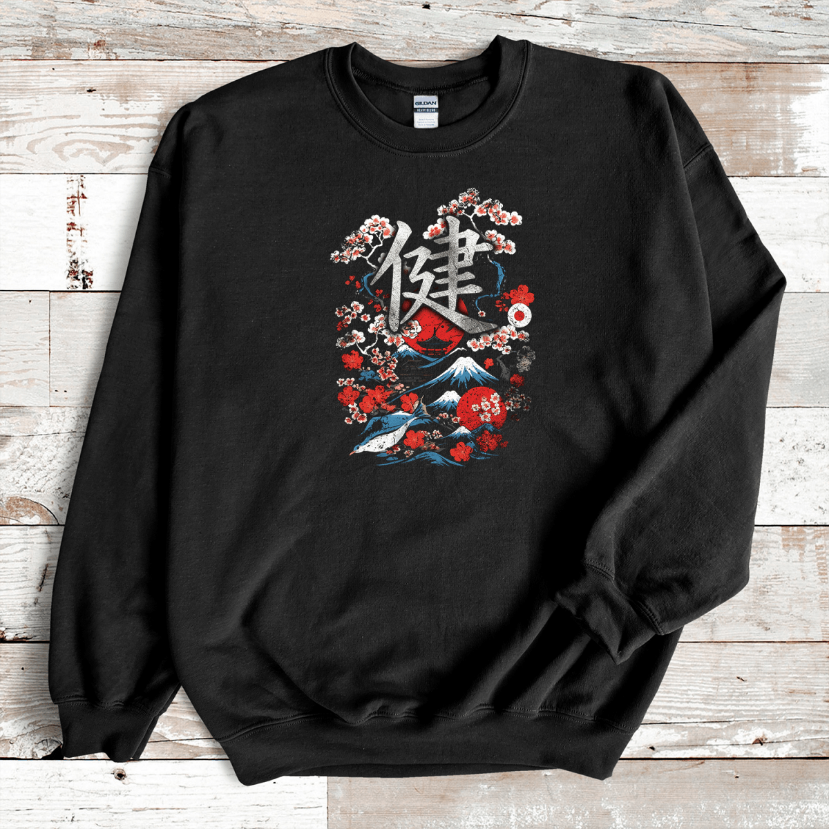 Black Health 健 Japanese Kanji Premium Sweatshirt - Kanji Soul