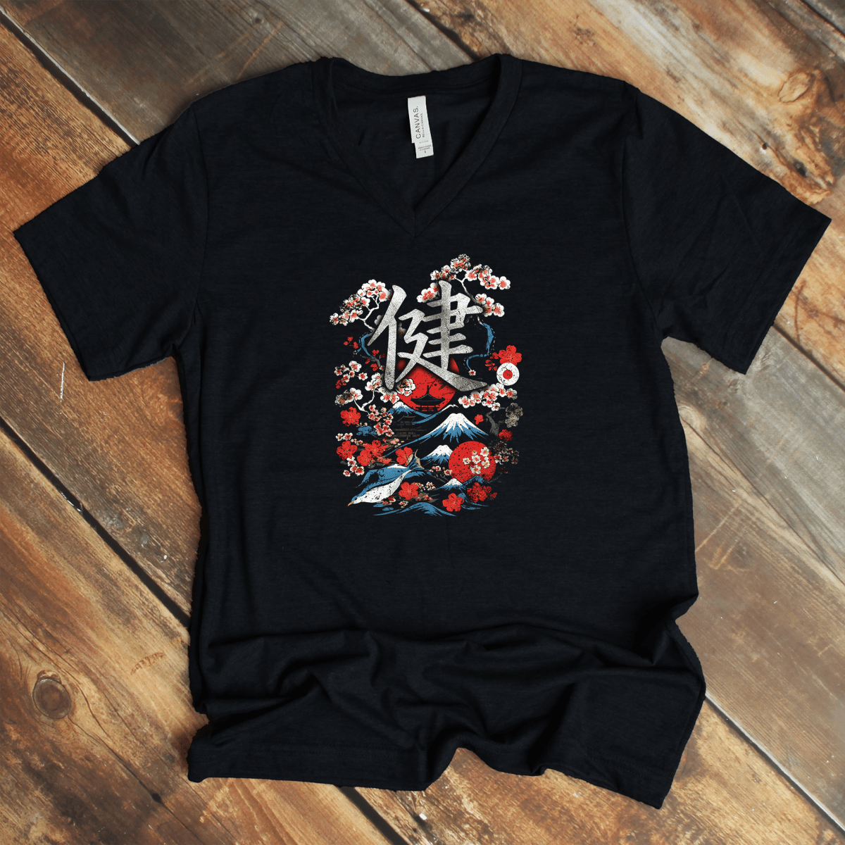 Black Health - Japanese Kanji V - Neck Shirt - Kanji Soul