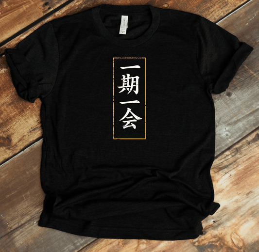 Black Ichi Go Ichi E 一期一会 Japanese Kanji Premium T-Shirt - Kanji Soul