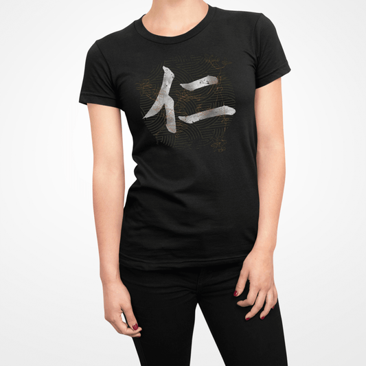 Black Japanese Benevolence Kanji Women's T Shirt - Kanji Soul