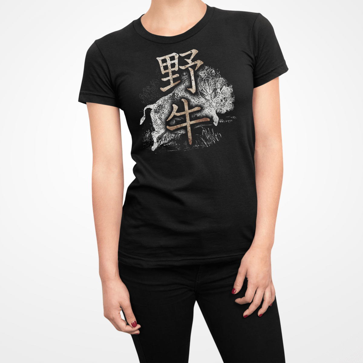 Black Japanese Buffalo Kanji Women's T Shirt - Kanji Soul