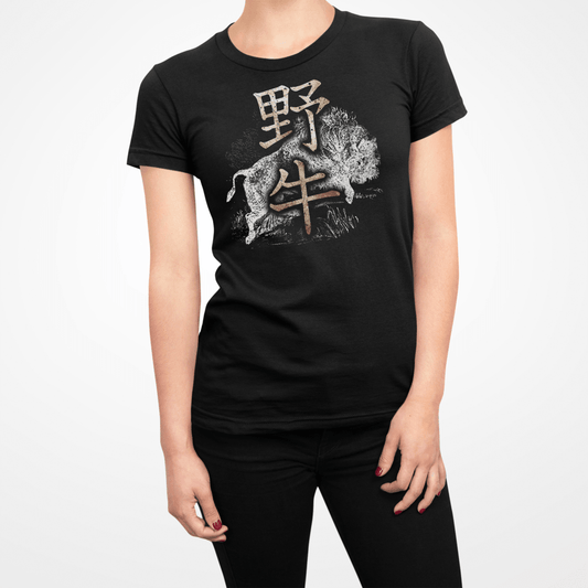 Black Japanese Buffalo Kanji Women's T Shirt - Kanji Soul