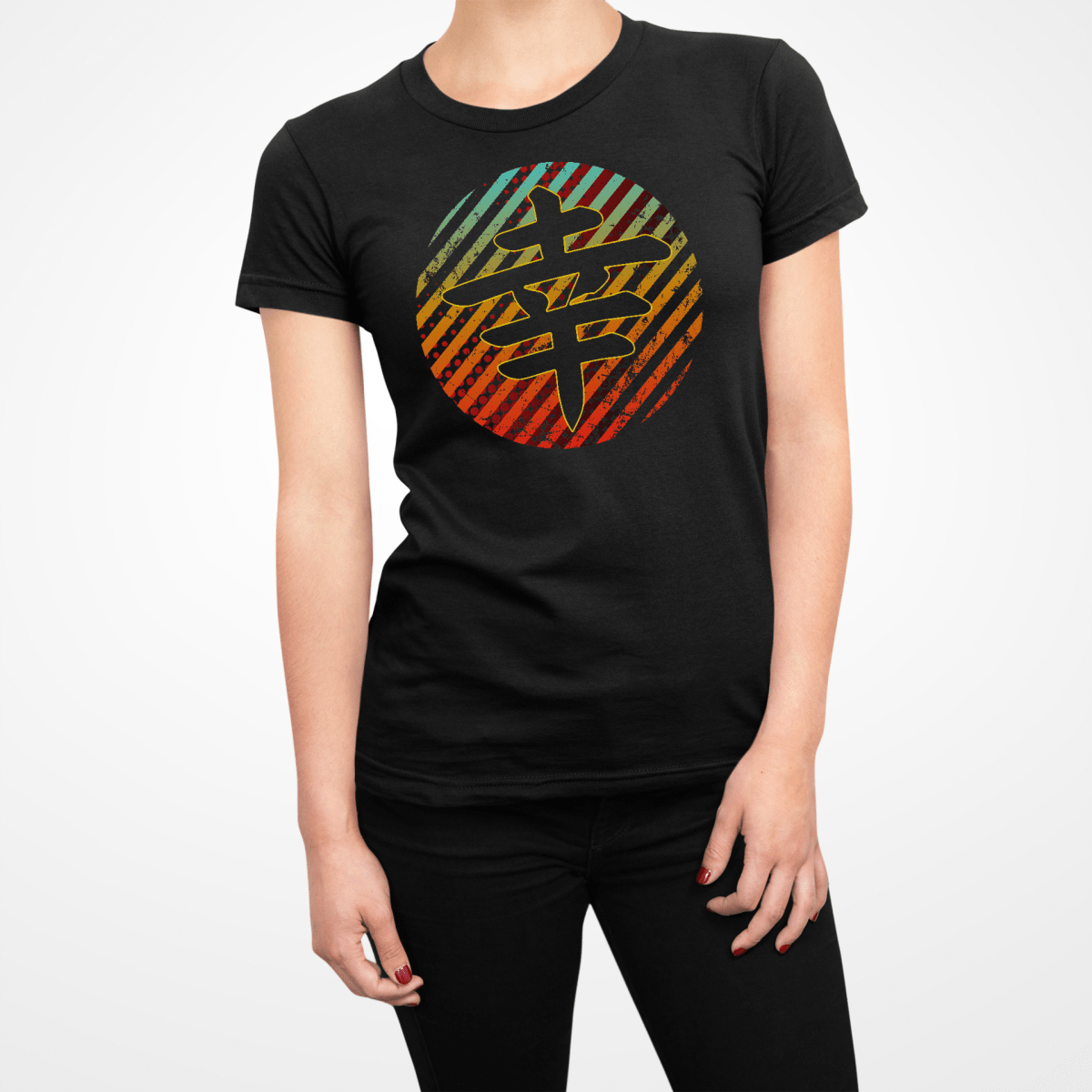 Black Japanese Happiness Kanji Women's T Shirt - Kanji Soul