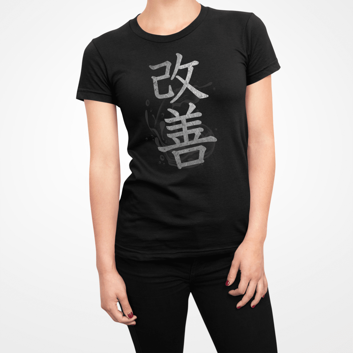 Black Japanese Kaizen Kanji Women's T Shirt - Kanji Soul
