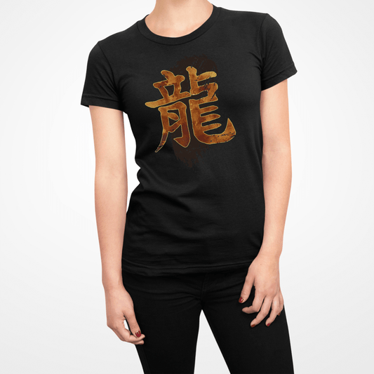Black Japanese Kanji for Dragon Women's Shirt - Kanji Soul