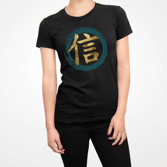 Black Japanese Kanji for Faith Women's Shirt - Kanji Soul