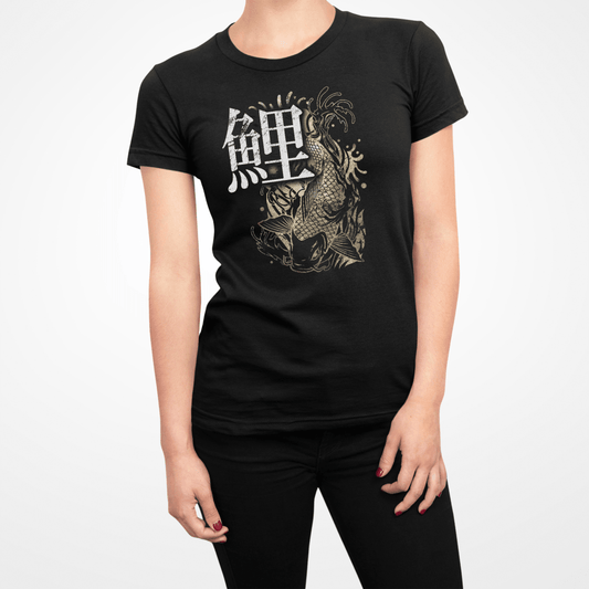 Black Japanese Kanji for Koi Women's Shirt - Kanji Soul