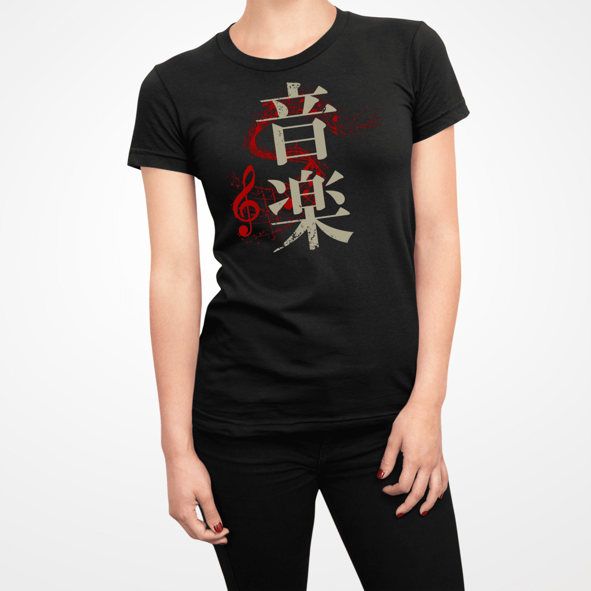 Black Japanese Kanji for Music Women's Shirt - Kanji Soul