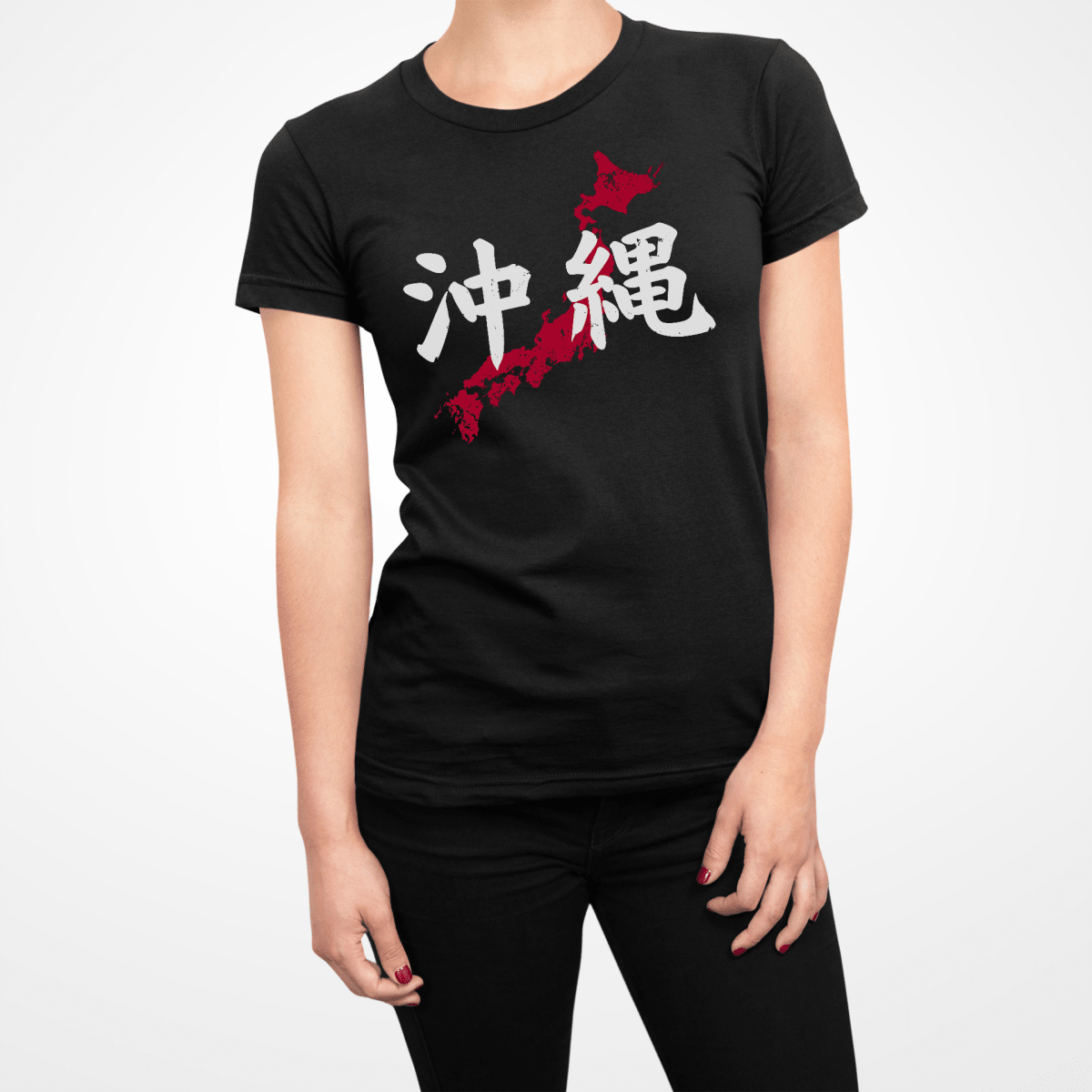 Black Japanese Kanji for Okinawa Women's Shirt - Kanji Soul