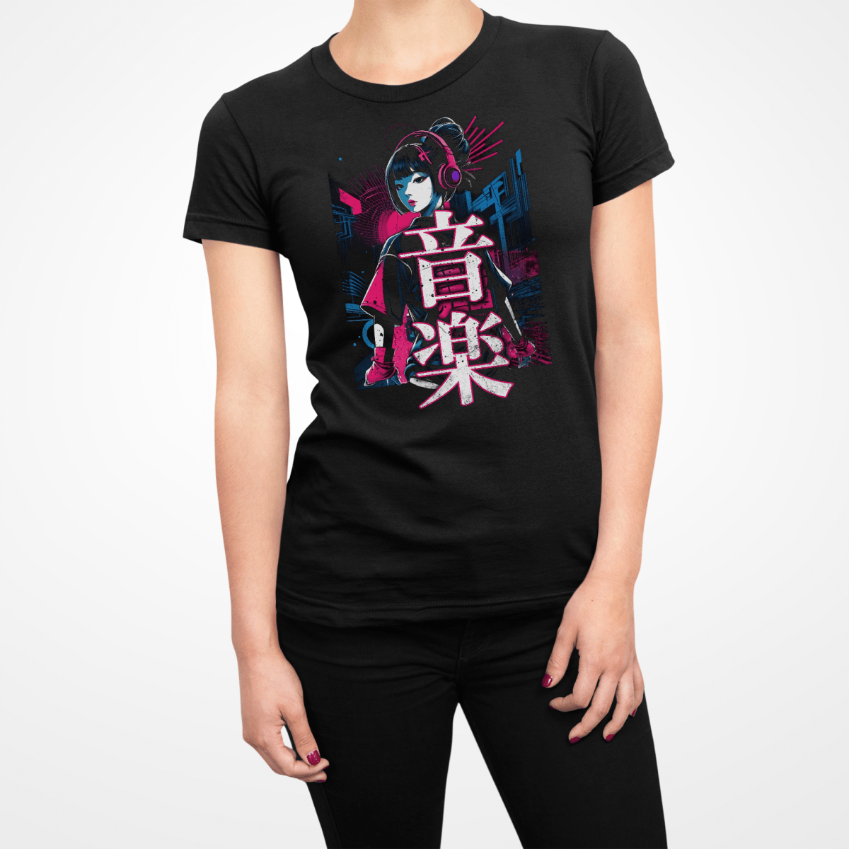 Black Japanese Music Techno Kanji Women's T Shirt - Kanji Soul