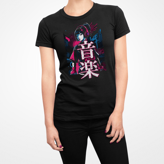 Black Japanese Music Techno Kanji Women's T Shirt - Kanji Soul