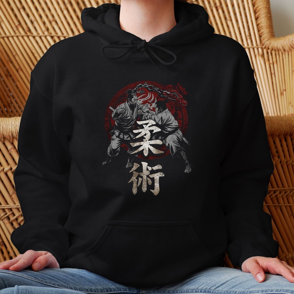 Black Jiu Jitsu 柔術 Japanese Kanji Premium Hoodie - Kanji Soul