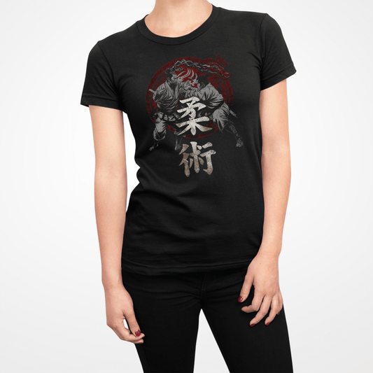 Black Jiu Jitsu Japanese Kanji Women's Graphic Shirt - Kanji Soul