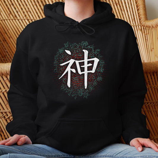 Black Kami 神 Japanese Kanji Premium Hoodie - Kanji Soul