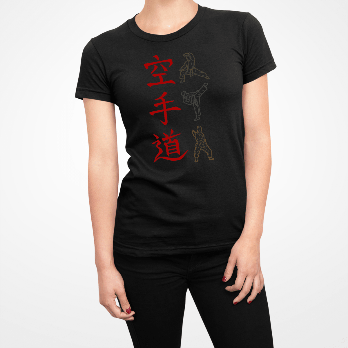 Black Karate Symbol Japanese Graphic Shirt for Women - Kanji Soul