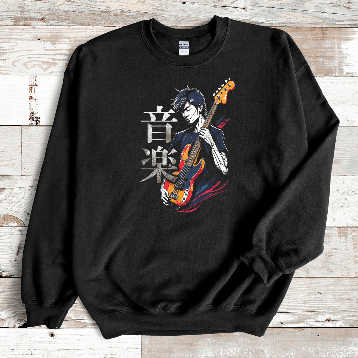 Black Music 音楽 Japanese Kanji Bass Sweatshirt - Kanji Soul
