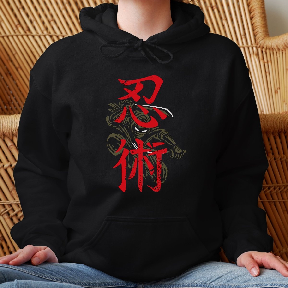 Black Ninjitsu 忍術 Japanese Kanji Premium Hoodie - Kanji Soul
