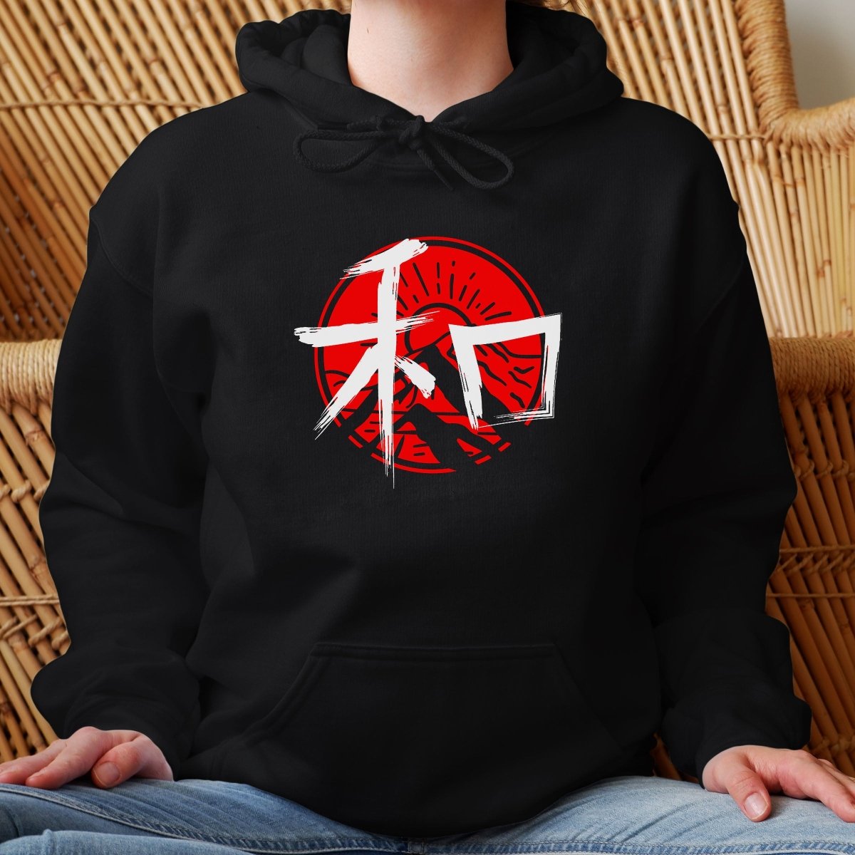 Black Peace 和 Japanese Kanji Premium Hoodie - Kanji Soul