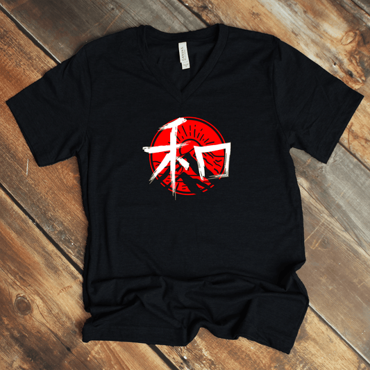 Black Peace 和 Japanese Kanji V - Neck Shirt - Kanji Soul