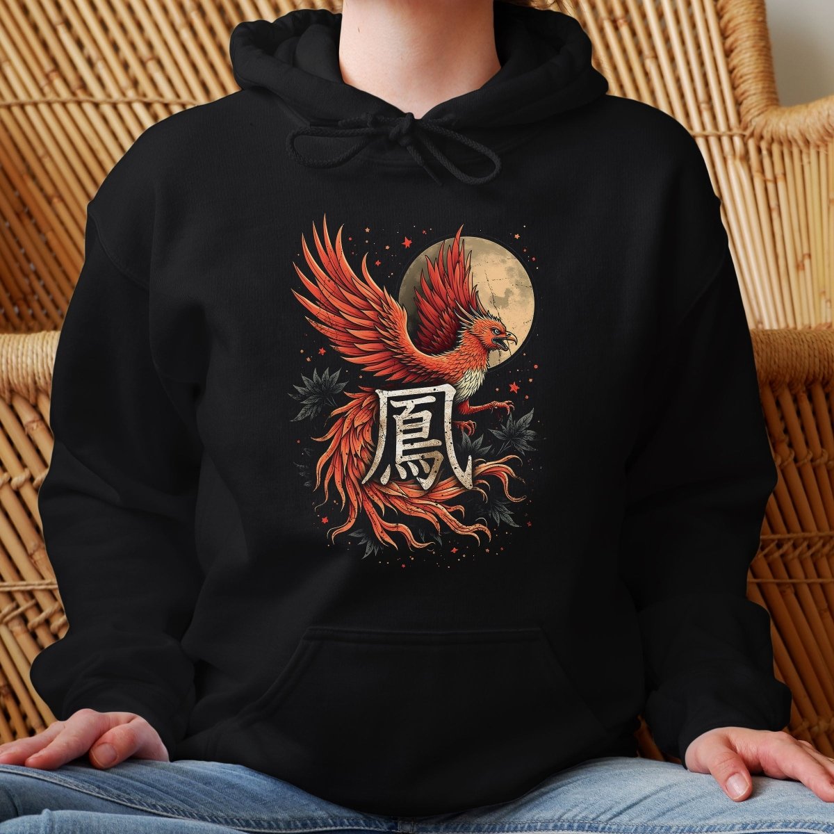 Black Phoenix 鳳 Japanese Kanji Premium Hoodie - Kanji Soul
