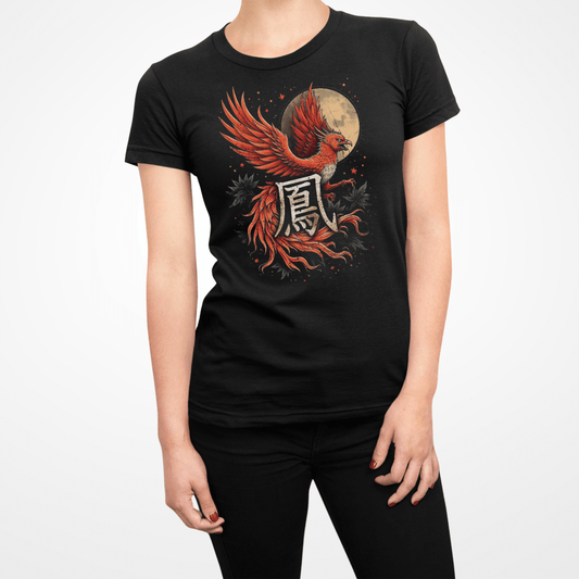 Black Phoenix Japanese Kanji Women's Graphic Shirt - Kanji Soul