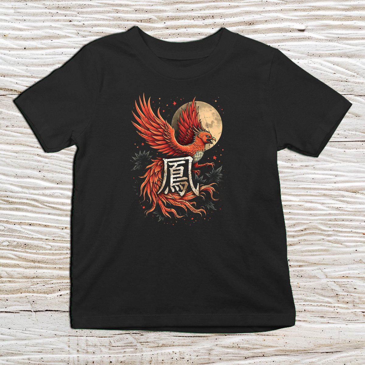 Black Phoenix Kanji Kids T-Shirt – 不死鳥 Japanese Inspired Shirt - Kanji Soul
