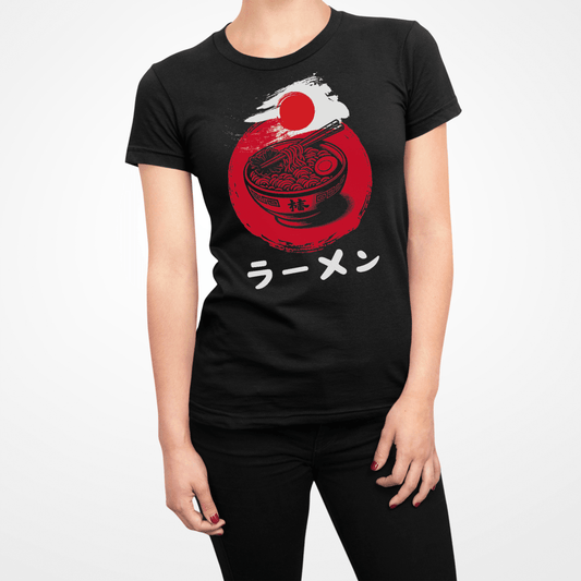 Black Ramen Minimalist Symbol Japanese Graphic Shirt for Women - Kanji Soul
