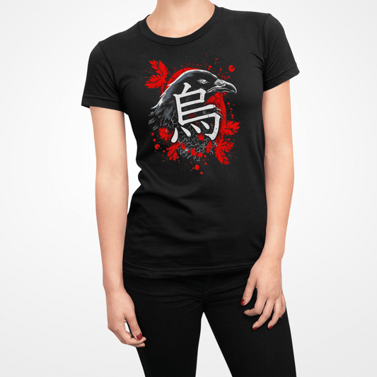Black Raven Kanji Japanese Inspired Women's Shirt - Kanji Soul
