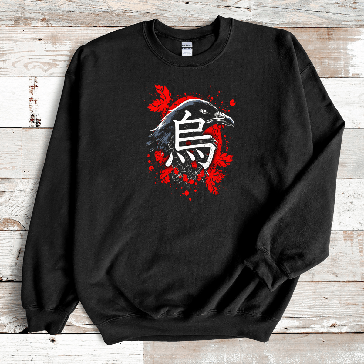 Black Raven Kanji Premium Sweatshirt - KanjiSoul