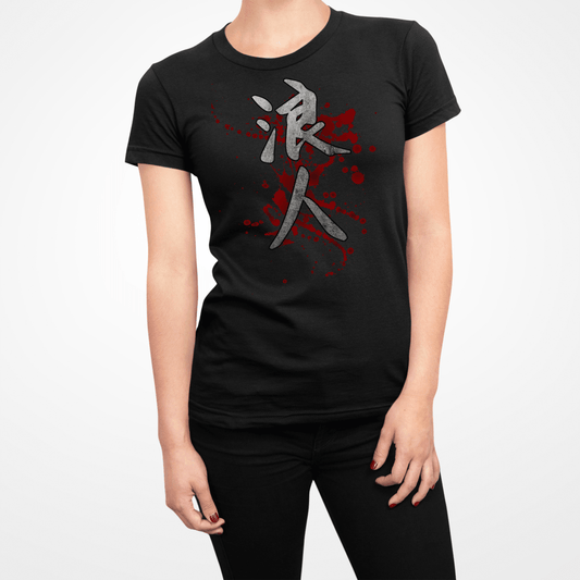 Black Ronin Blood Kanji Japanese Inspired Women's Shirt - Kanji Soul