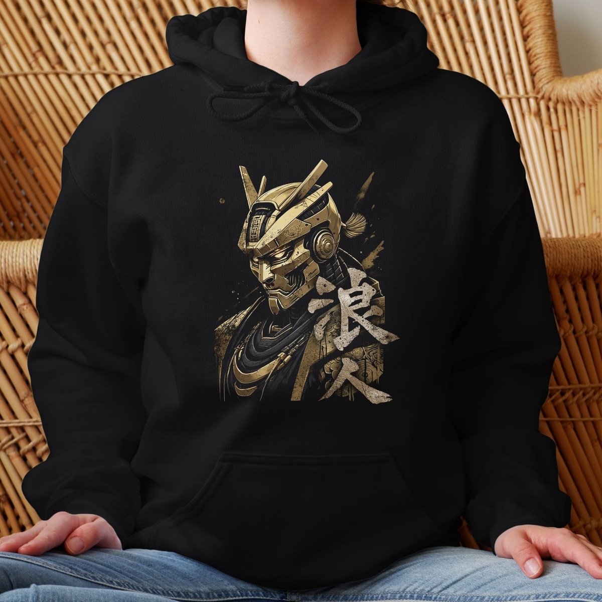 Black Ronin Gold 浪人 Japanese Kanji Premium Hoodie - Kanji Soul