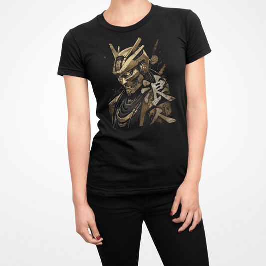 Black Ronin Gold Symbol Japanese Graphic Shirt for Women - Kanji Soul