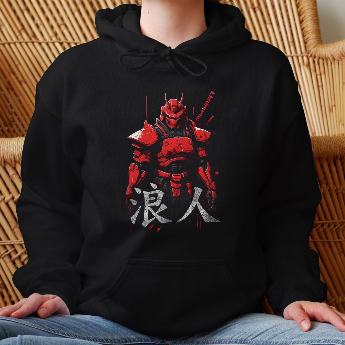 Black Ronin Robot 浪人 Japanese Kanji Premium Hoodie - Kanji Soul