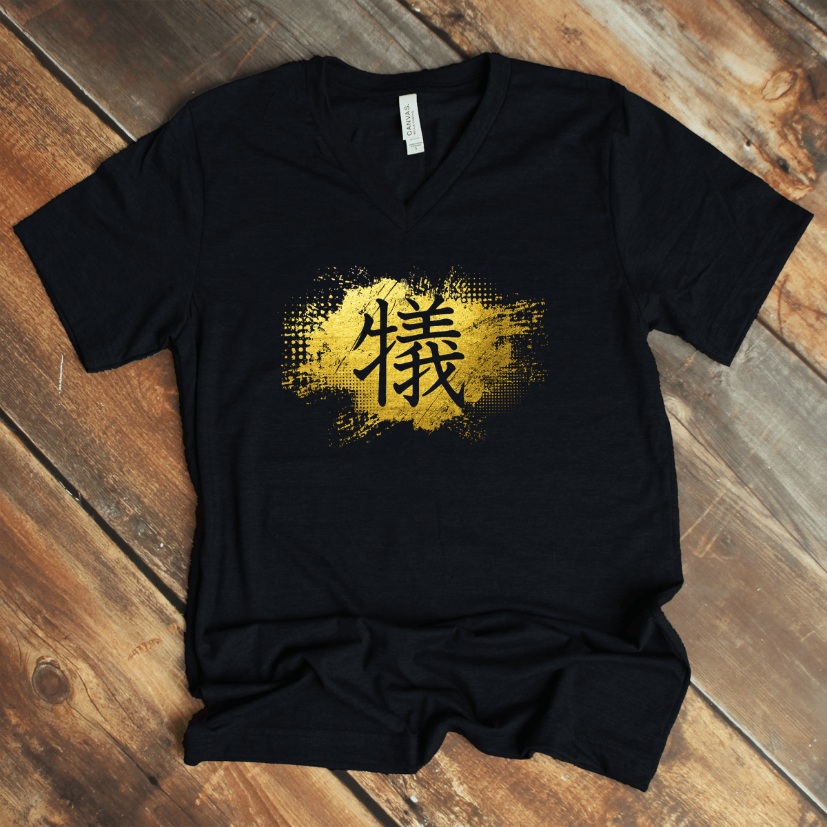 Black Sacrifice 義 Japanese Kanji V - Neck Shirt - Kanji Soul