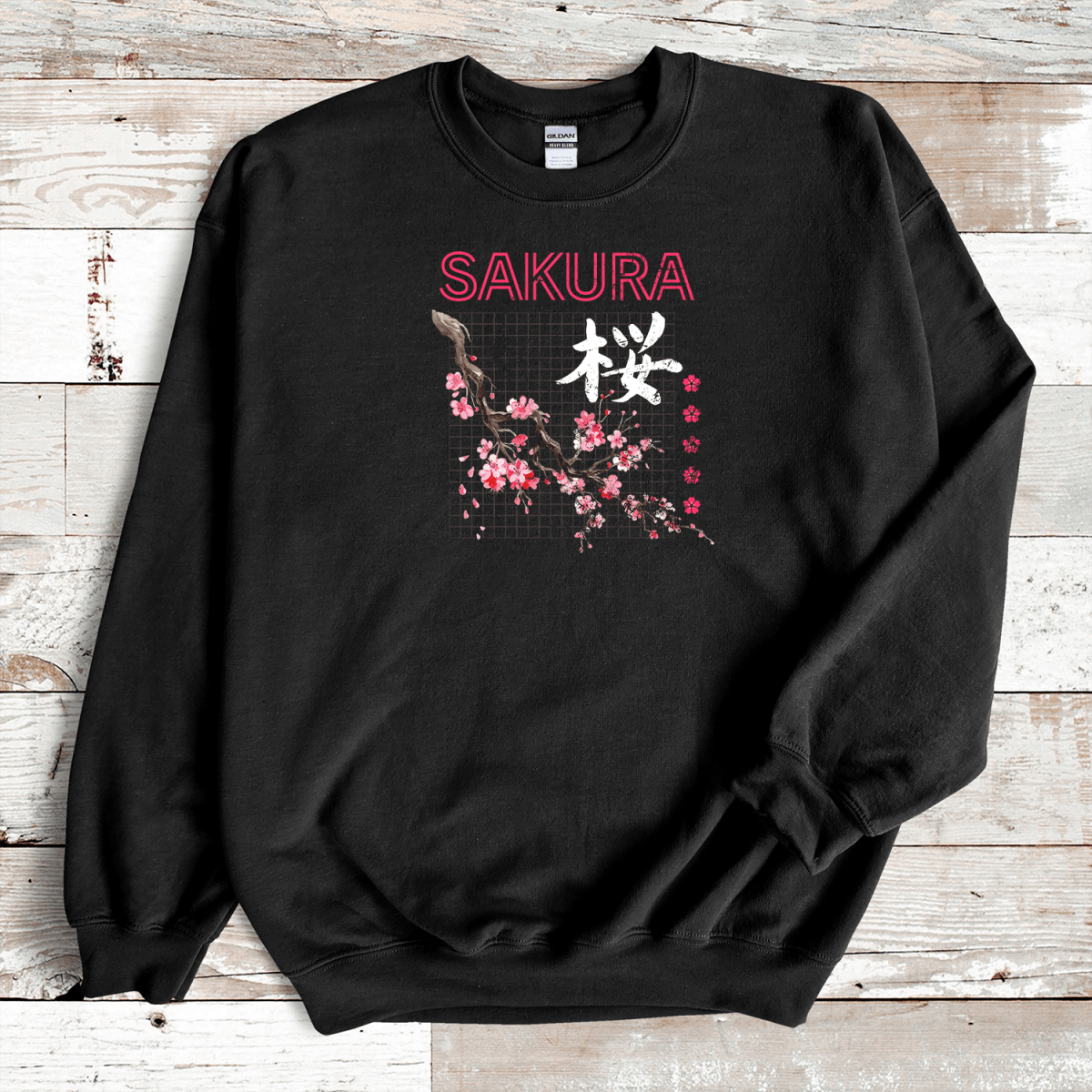 Black Sakura Kanji Premium Sweatshirt - KanjiSoul