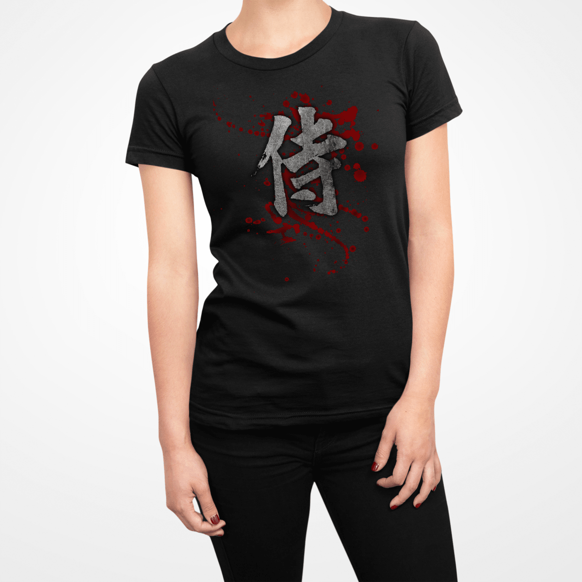 Black Samurai Blood Japanese Kanji Women's Graphic Shirt - Kanji Soul