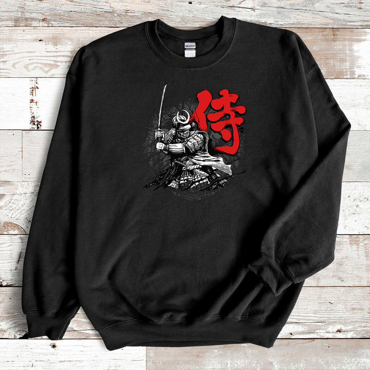 Black Samurai Kanji Premium Sweatshirt - KanjiSoul