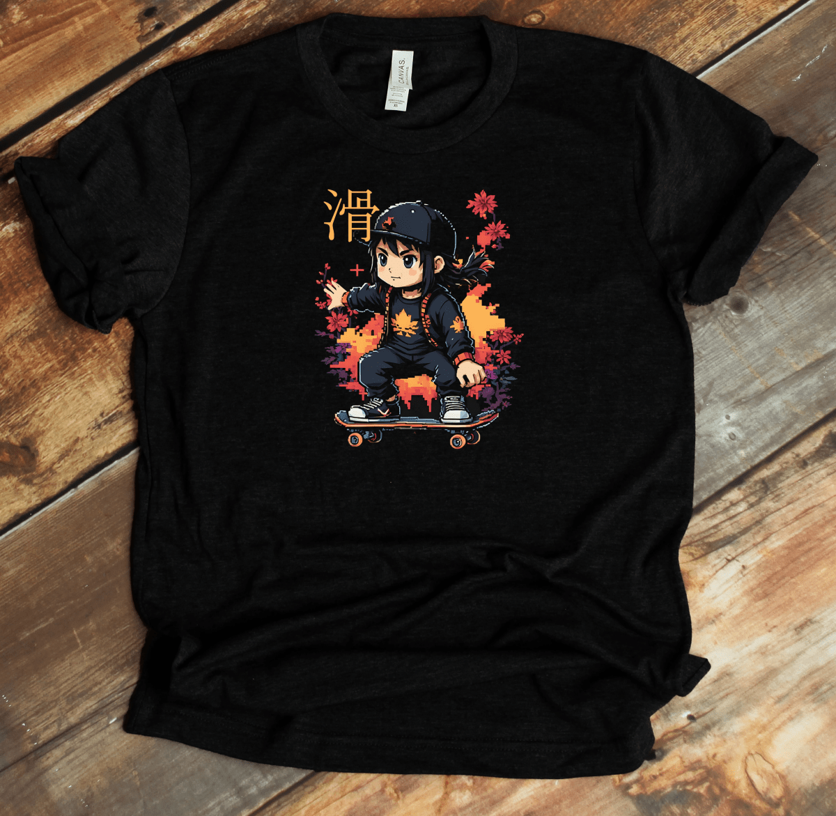 Black Skater Kanji Premium T-Shirt - KanjiSoul