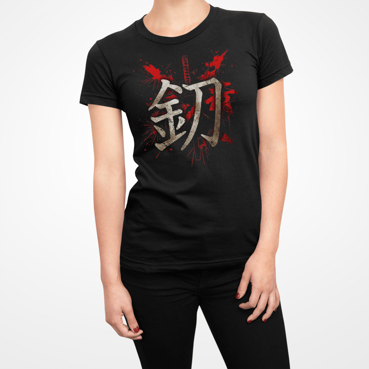 Black Steel (Sword) Symbol Japanese Graphic Shirt for Women - Kanji Soul
