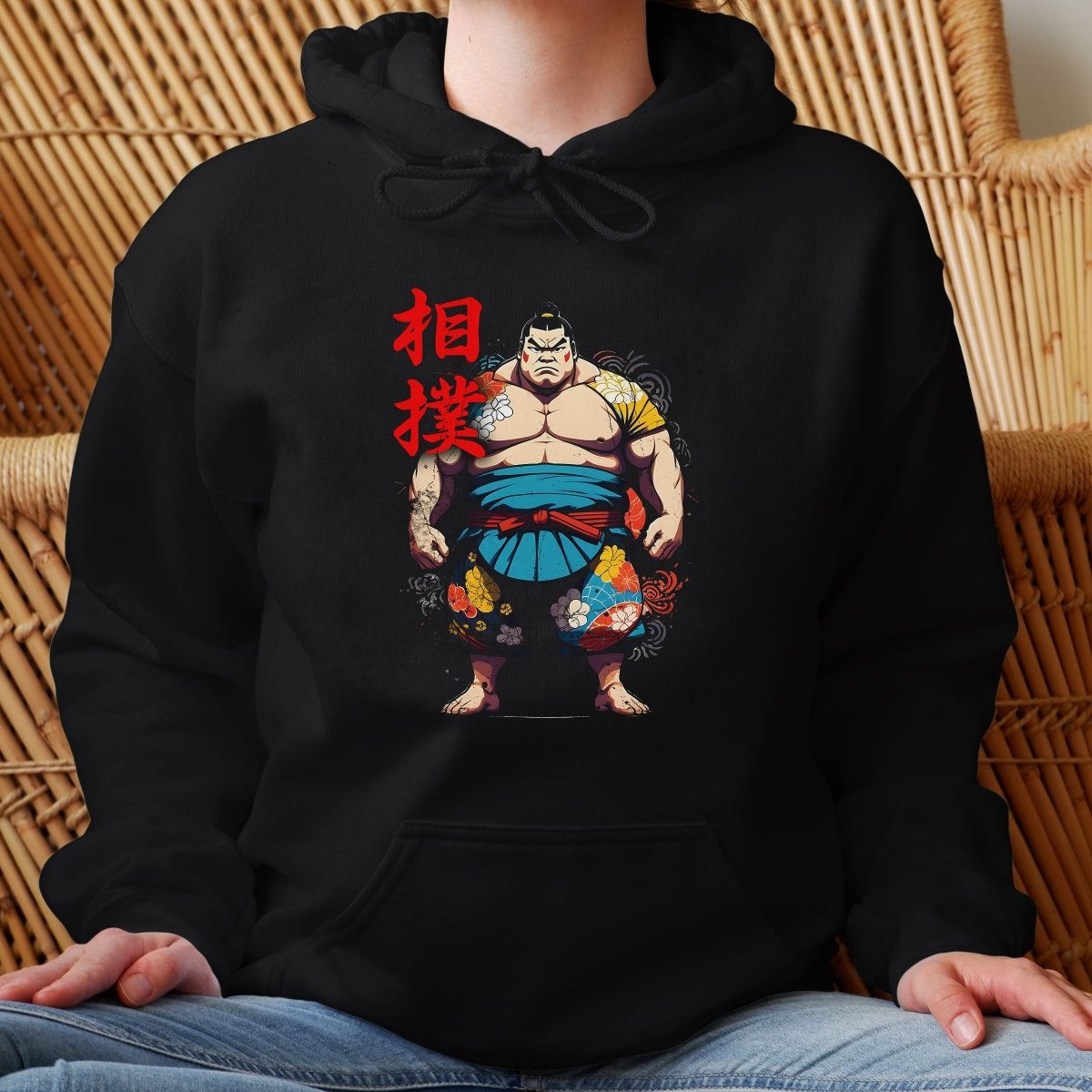 Black Sumo 相撲 Japanese Kanji Premium Hoodie - Kanji Soul