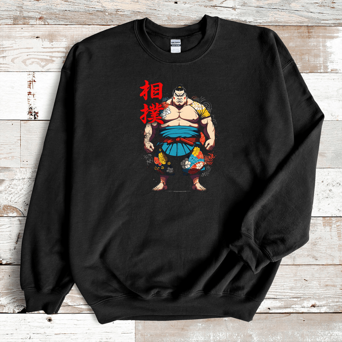 Black Sumo Kanji Premium Sweatshirt - KanjiSoul