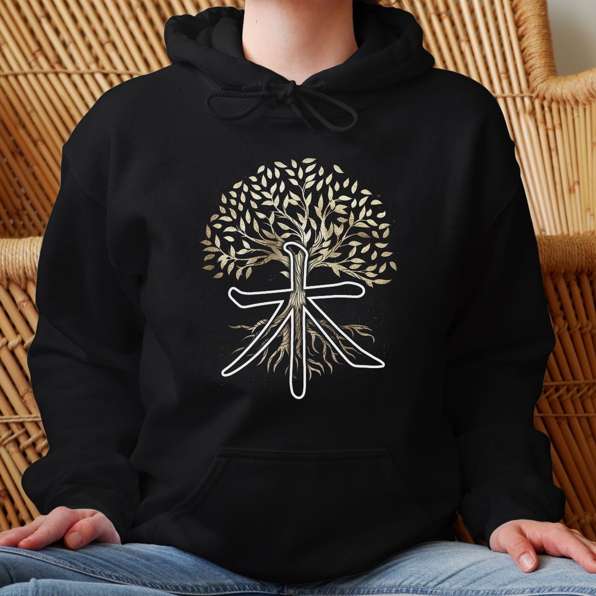 Black Tree 木 Japanese Kanji Premium Hoodie - Kanji Soul