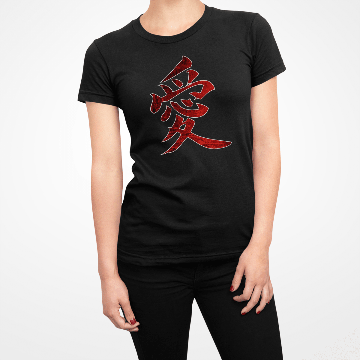 Black Women's Japanese Kanji Love Symbol Shirt - Kanji Soul