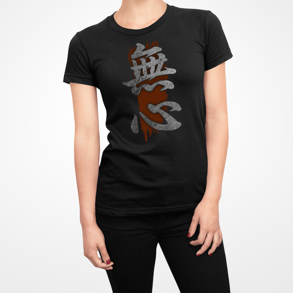 Black Women's Japanese Kanji Mushin Red Stroke Symbol Shirt - Kanji Soul