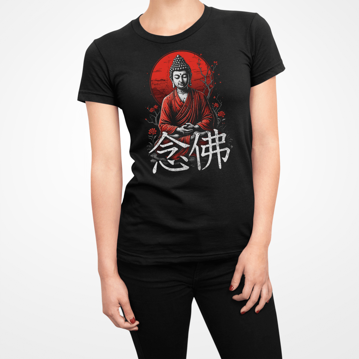 Black Women's Japanese Kanji Nembutsu Symbol Shirt - Kanji Soul